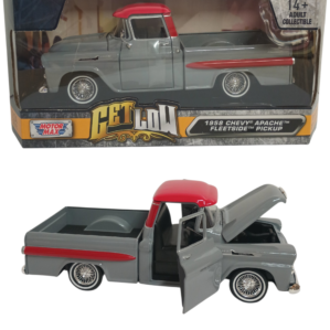 1958 CHEVY APACHE FLEETSIDE  GRAY & RED 1:24 DIECAST BY MOTORMAX