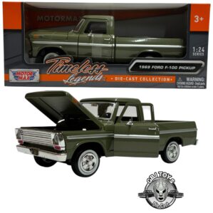 1969 Ford F-100 Pickup Army Green 1:24 diecast  by Motormax.