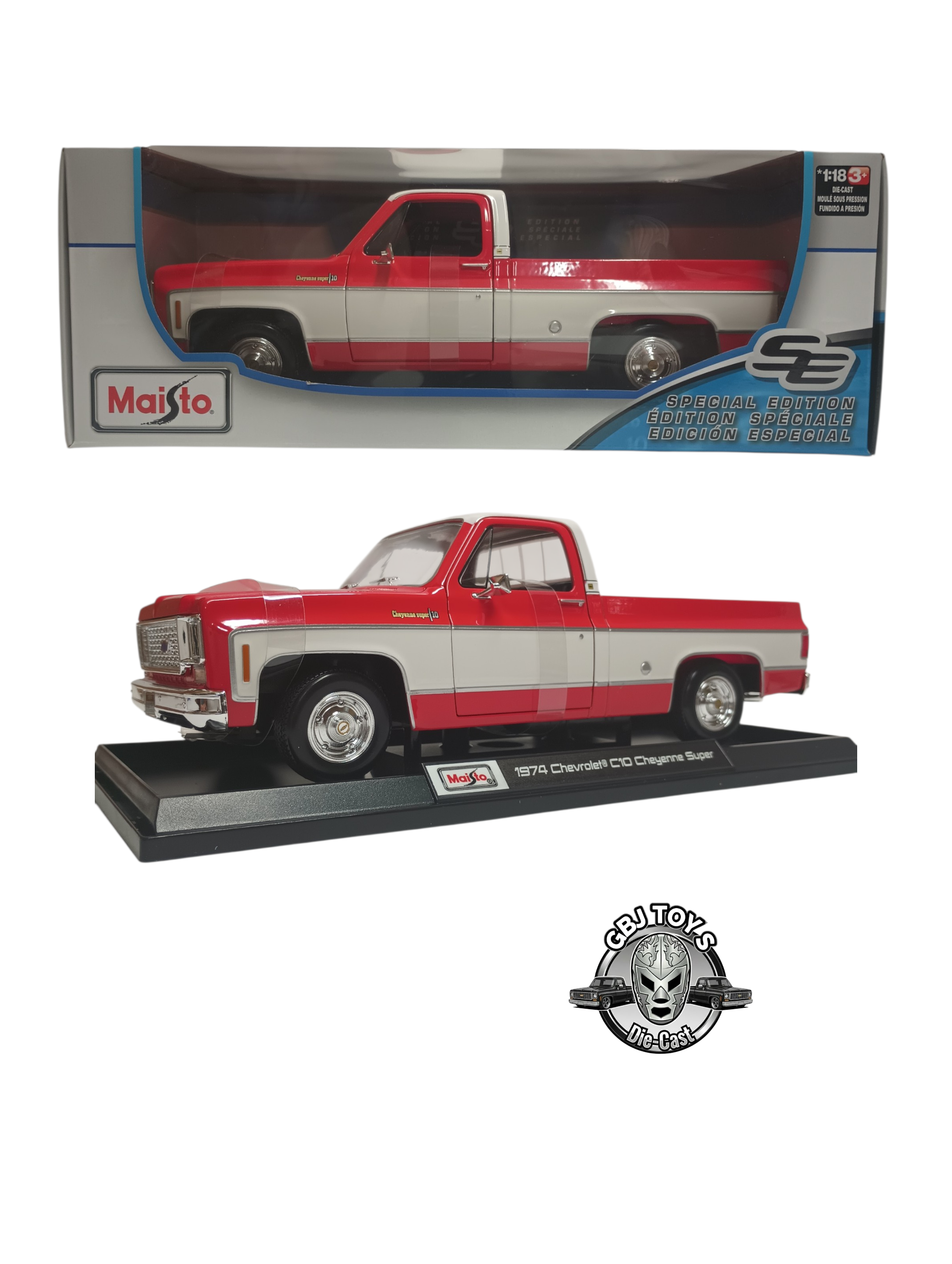 1974 CHEVROLET C10 CHEYENNE SUPER 1:18 DIECAST BY MAISTO