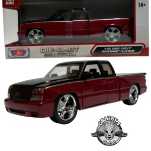 2006 CHEVY SILVERADO CUSTOM BLACK&D/RED 1:25 DIECAST BY MOTORMAX